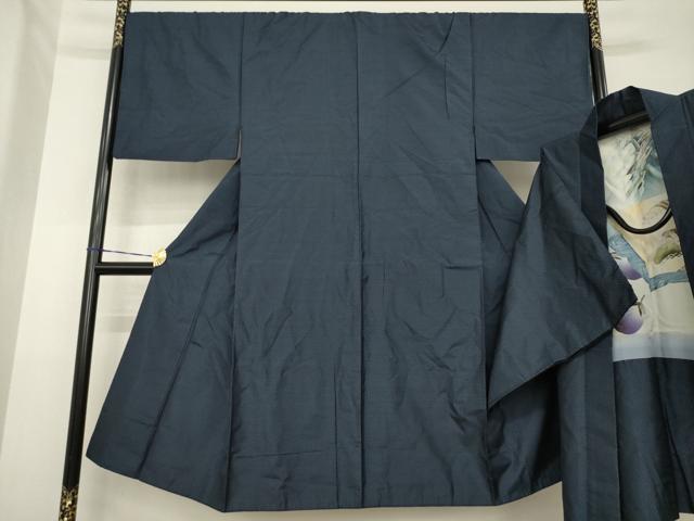 平和屋着物●男性 本場大島紬 アンサンブル 変わり格子 羽裏:一富士二鷹三茄子 正絹 逸品 AABG4952ck
