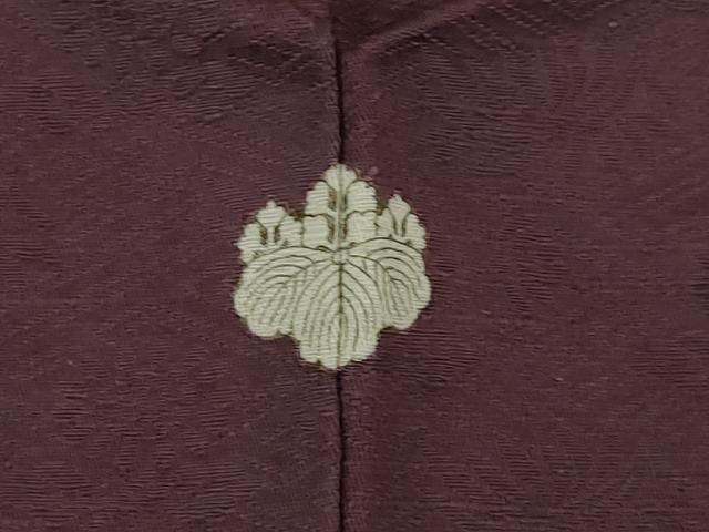 平和屋着物●上質な色無地 草花地紋 紫鳶色 正絹 逸品 AABG4953ck