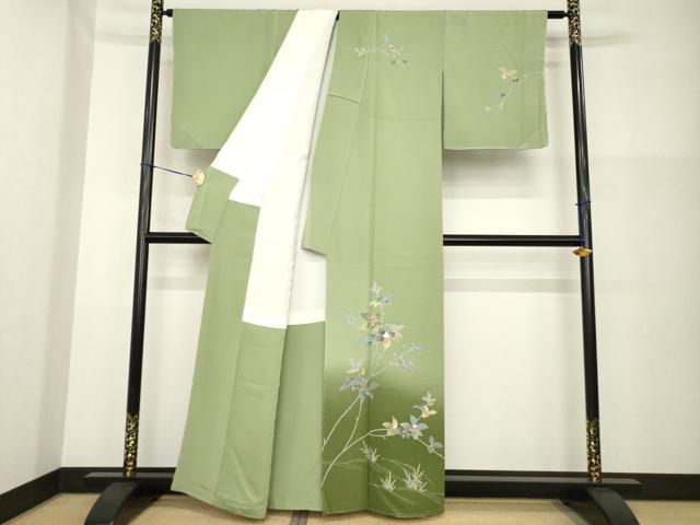 平和屋着物●訪問着 友禅 作家物 枝花文 暈し染め 正絹 逸品 未使用 AABG4956ck