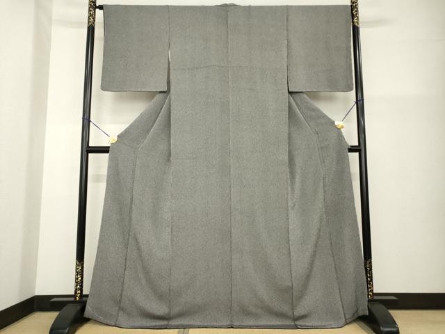平和屋着物●伝統工芸師 服部光擴 江戸小紋 万筋 白×黒 正絹 逸品 AABG4966ck