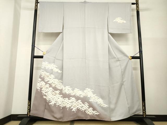 平和屋着物●訪問着 友禅 駒刺繍 松尽くし 暈し染め 金彩 正絹 逸品 AABG4970ck