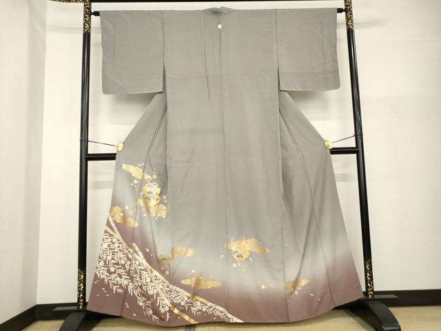 平和屋着物●豪華色留袖 駒刺繍 雪輪松文 梅 暈し染め 金彩 正絹 逸品 AABG4983ck
