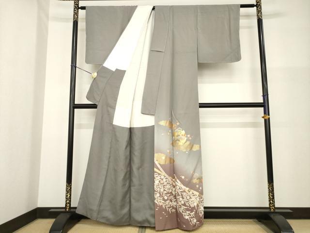 平和屋着物●豪華色留袖 駒刺繍 雪輪松文 梅 暈し染め 金彩 正絹 逸品 AABG4983ck