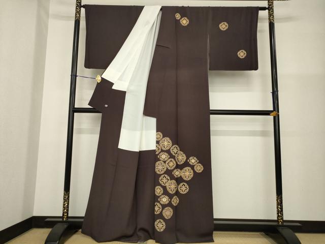 平和屋着物●江戸友禅 小倉貞右 訪問着 駒刺繍 花丸文 金彩 正絹 逸品 AABG4984ck