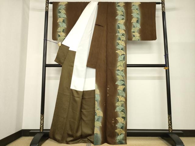 平和屋着物●訪問着 作家物 銀杏間道 暈し染め 金糸 正絹 逸品 AABG4986ck