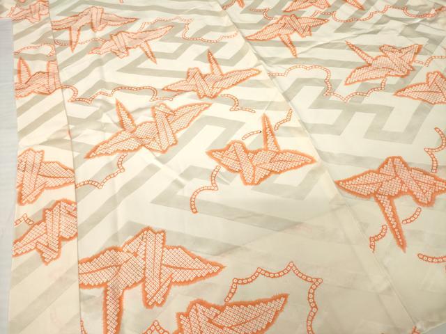 平和屋着物●長襦袢 無双仕立て 折り鶴 広衿仕立て 半衿刺繍 正絹 逸品 AABG4994ck