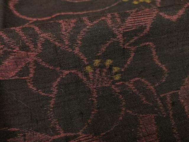 平和屋着物●小千谷紬 花尽くし 黒地 正絹 逸品 AABG4995ck