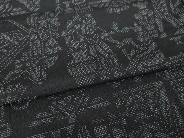 平和屋着物●本塩沢 110亀甲 古代壁画文様 正絹 逸品 AABG4996ck