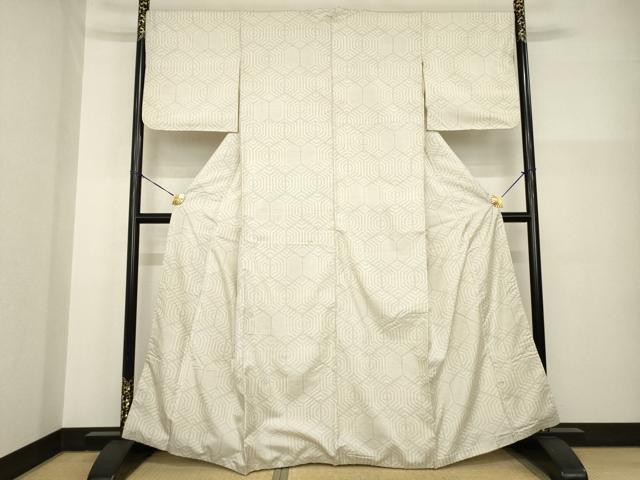 平和屋着物●本場大島紬 白大島 120亀甲 亀甲文 正絹 逸品 AABG5000ck