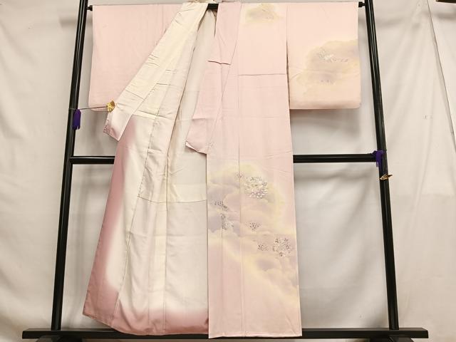 平和屋着物■訪問着 刺繍 草花雲重ね文 暈し染め 正絹 逸品 AABG5044oa