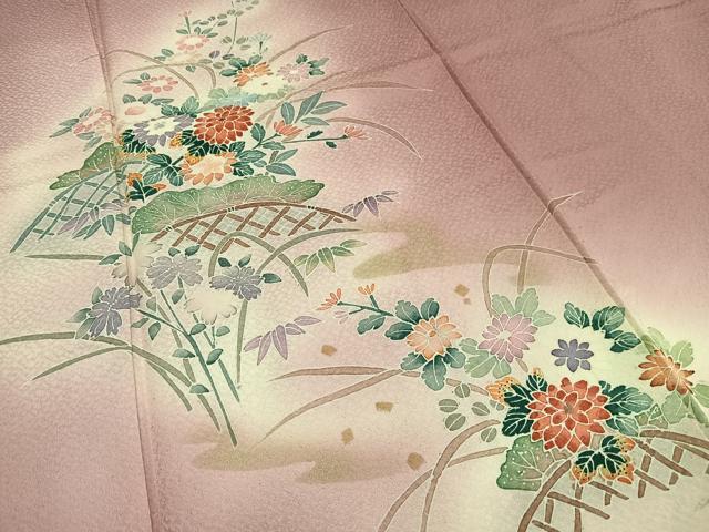平和屋着物■訪問着 草花籬文 暈し染め 三越扱い 正絹 逸品 AABG5068oa