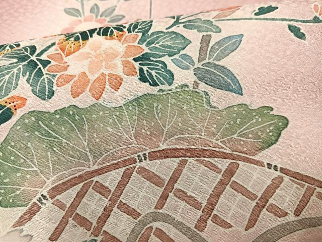 平和屋着物■訪問着 草花籬文 暈し染め 三越扱い 正絹 逸品 AABG5068oa