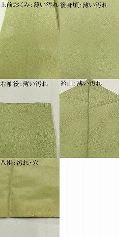 平和屋着物■上質な色無地 紋意匠 若葉色 正絹 逸品 AABG5079oa