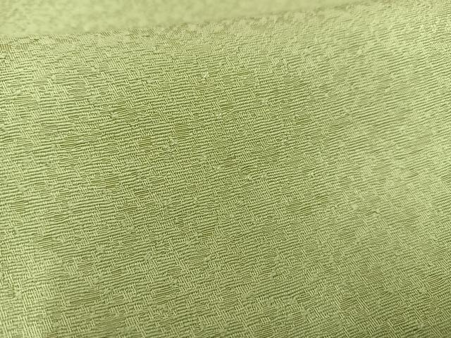 平和屋着物■上質な色無地 紋意匠 若葉色 正絹 逸品 AABG5079oa