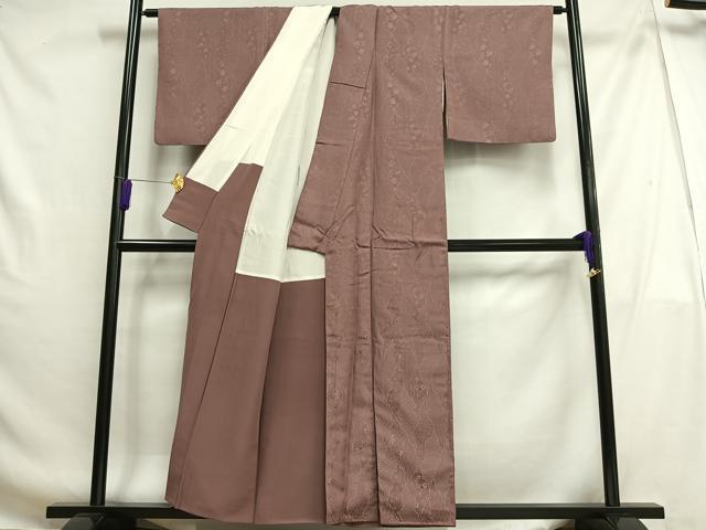 平和屋着物■上質な色無地 蜀江花地紋 蘇芳香色 正絹 逸品 AABG5100oa