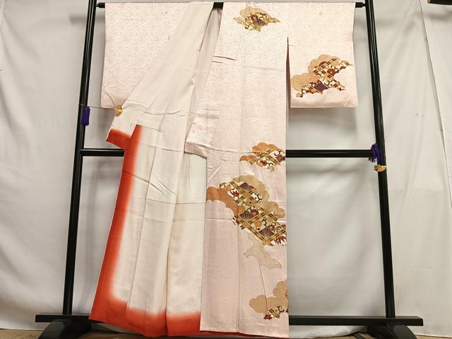 平和屋着物■訪問着 駒刺繍 雲取り天井花文 金彩 正絹 逸品 AABG5112oa