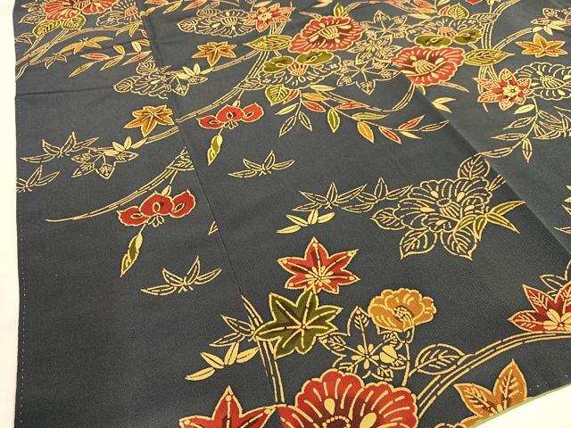 平和屋着物■上質な小紋 型染め 草花文 正絹 逸品 AABG5199oa