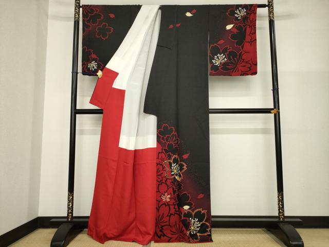 平和屋着物●訪問着 駒刺繍 舞花文 金彩 正絹 逸品 AABG5203ck