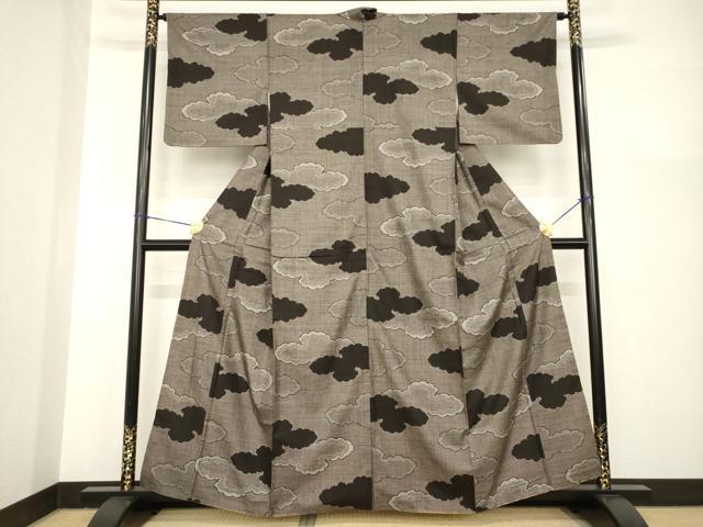 平和屋着物●本場大島紬 割込み絣 雲重ね文 正絹 逸品 AABG5218ck