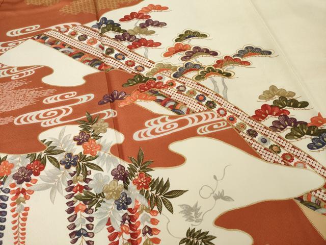 平和屋着物●訪問着 駒刺繍 吉祥花文 金彩 正絹 逸品 AABG5227ck