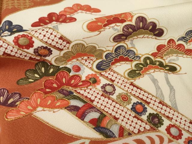 平和屋着物●訪問着 駒刺繍 吉祥花文 金彩 正絹 逸品 AABG5227ck