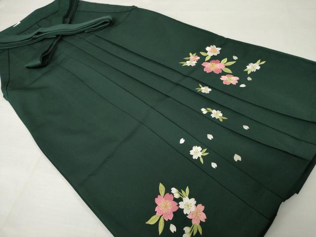 平和屋着物●女性 行灯袴 総刺繍 舞桜文 黒緑色 金糸 逸品 AABG5233ck