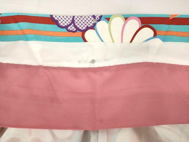 平和屋着物●小振袖 二尺袖 舞花文 金彩 洗える着物 AABG5235ck