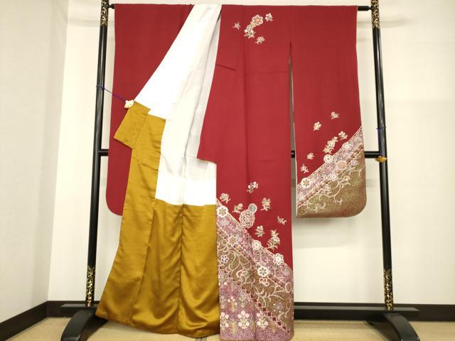 平和屋着物●豪華振袖 飾花文 金彩 正絹 逸品 AABG5249ck