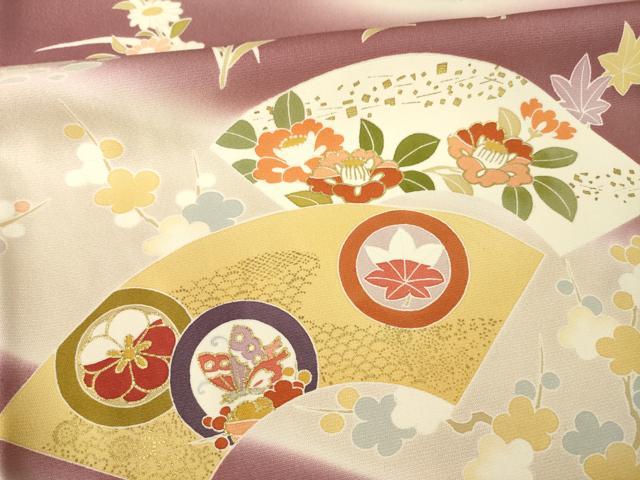 平和屋着物●創業460年・千總 訪問着 駒刺繍 地紙花蝶文 暈し染め 金彩 正絹 逸品 AABG5250ck