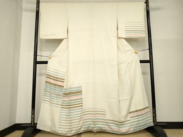 平和屋着物●訪問着 横段文 正絹 逸品 AABG5253ck
