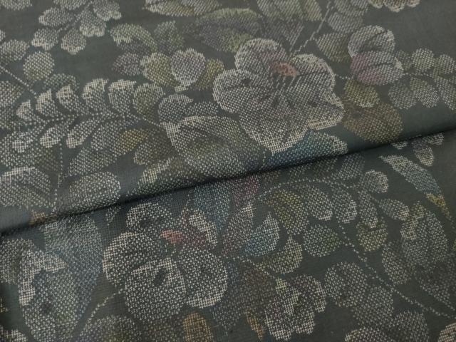 平和屋着物●本場大島紬 辻が花 カタス9マルキ 草花文 正絹 逸品 AABG5256ck