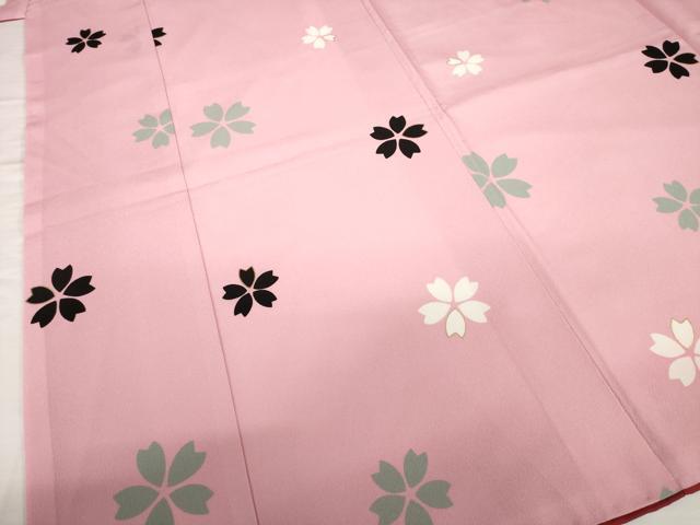 平和屋着物●小振袖 二尺袖 舞桜文 金彩 洗える着物 AABG5262ck