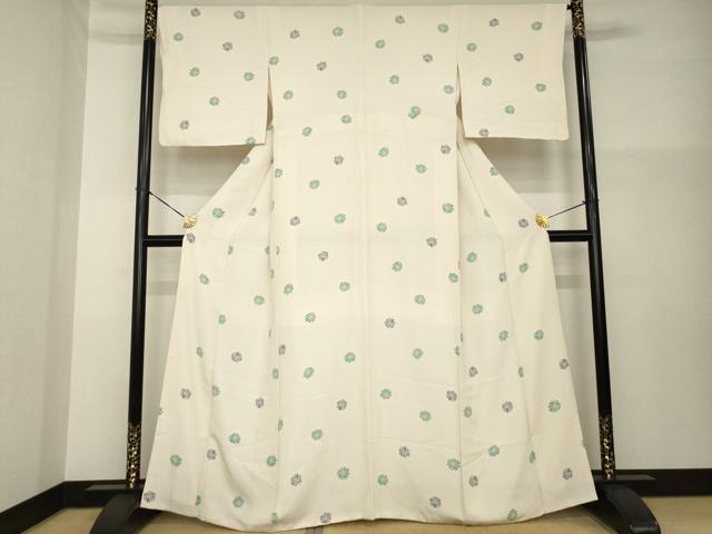 平和屋着物●上質な小紋 友禅 舞花文 正絹 逸品 AABG5265ck