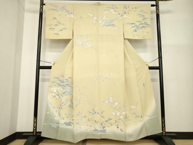 平和屋着物●名門・上野家 上野街子 清染居 訪問着 風景文 暈し染め 正絹 逸品 AABG5268ck