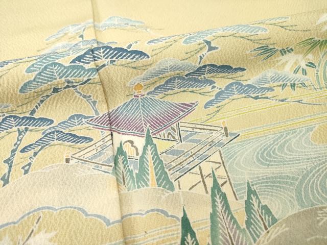 平和屋着物●名門・上野家 上野街子 清染居 訪問着 風景文 暈し染め 正絹 逸品 AABG5268ck