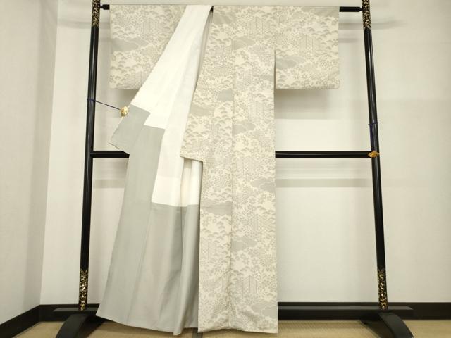 平和屋着物●やまだ織 本塩沢 200亀甲 花籬文 証紙付き 正絹 逸品 AABG5269ck