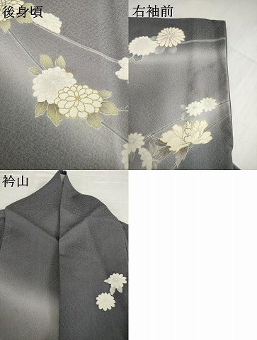 平和屋着物●訪問着 友禅 駒刺繍 枝花文 暈し染め 金彩 正絹 逸品 AABG5272ck