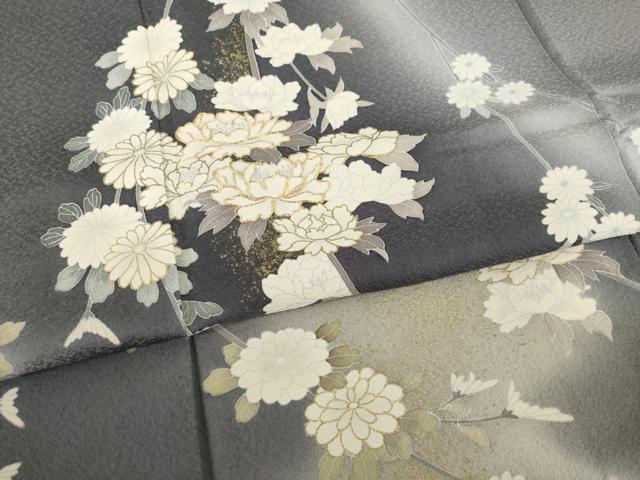 平和屋着物●訪問着 友禅 駒刺繍 枝花文 暈し染め 金彩 正絹 逸品 AABG5272ck