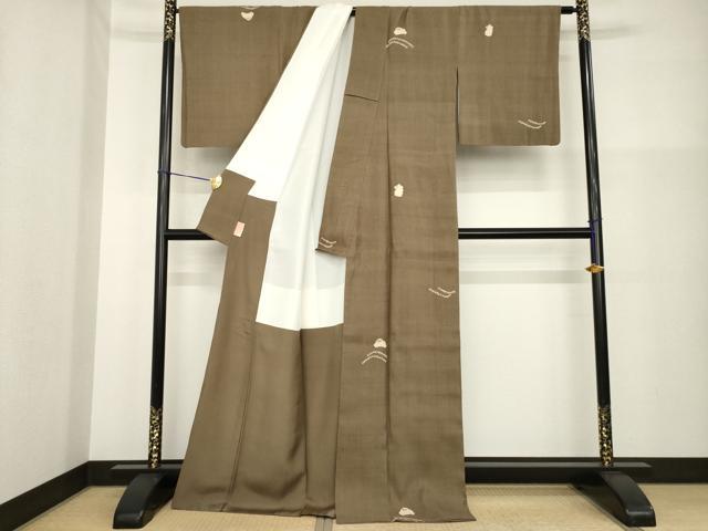 平和屋着物●赤城紬 絞り うさぎと亀 正絹 逸品 AABG5274ck