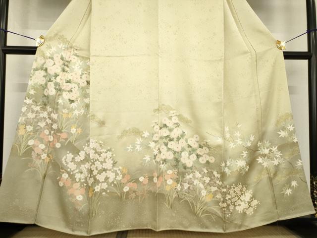 平和屋着物●訪問着 草花文 暈し染め 金彩 正絹 逸品 AABG5278ck
