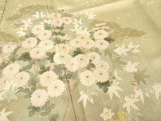 平和屋着物●訪問着 草花文 暈し染め 金彩 正絹 逸品 AABG5278ck