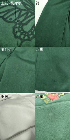 平和屋着物●豪華振袖 手描き 花蝶文 薔薇 バラ 金彩 正絹 逸品 AABG5281cs