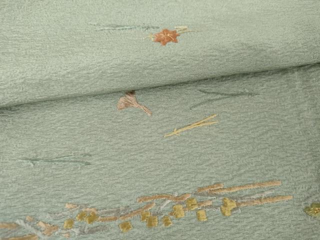 平和屋着物●上質な小紋 総刺繍 吹き寄せ花文 敷松葉 金糸 高島屋扱い 背抜き仕立て 正絹 逸品 AABG5292cs