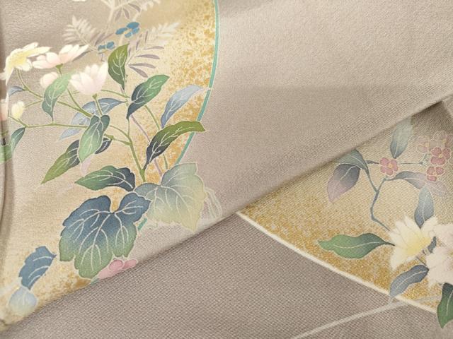 平和屋着物●訪問着 友禅 作家物 枝花文 金彩 正絹 逸品 AABG5296cs