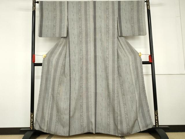 平和屋着物●伝統工芸士 関正三郎 江戸小紋 吉祥間道 黒地 正絹 逸品 AABG5298cs