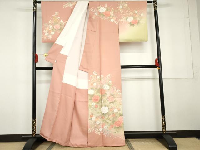 平和屋着物●訪問着 駒刺繍 草花文 暈し染め 金彩 正絹 逸品 AABG5301cs