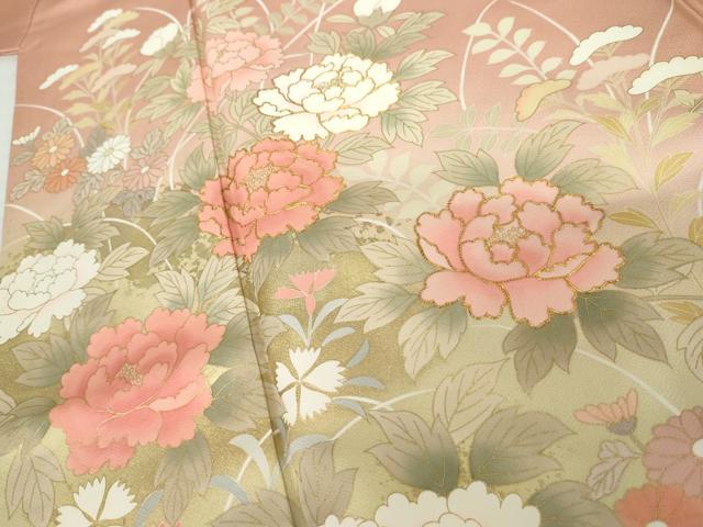 平和屋着物●訪問着 駒刺繍 草花文 暈し染め 金彩 正絹 逸品 AABG5301cs
