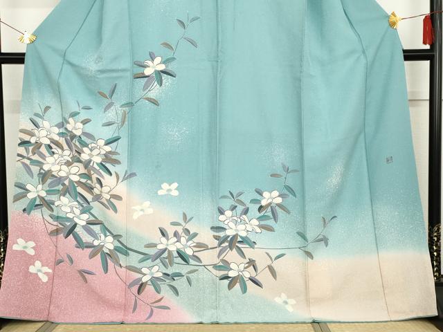 平和屋着物●新匠工芸士会会員 吉田匡廣 訪問着 枝花文 暈し染め 金糸 正絹 逸品 AABG5302cs