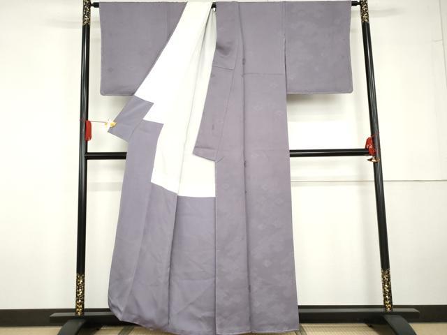 平和屋着物●上質な色無地 舞花地紋 竜胆色 正絹 逸品 未使用 AABG5305cs