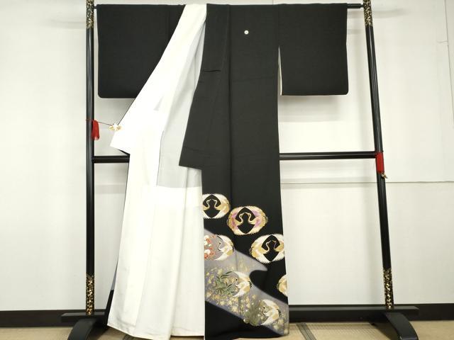 平和屋着物●京の名門 じゅらく謹製 帝王紫(古代帝王紫) 黒留袖 駒刺繍 双鶴松竹梅文 暈し染め 金彩 正絹 逸品 AABG5320cs